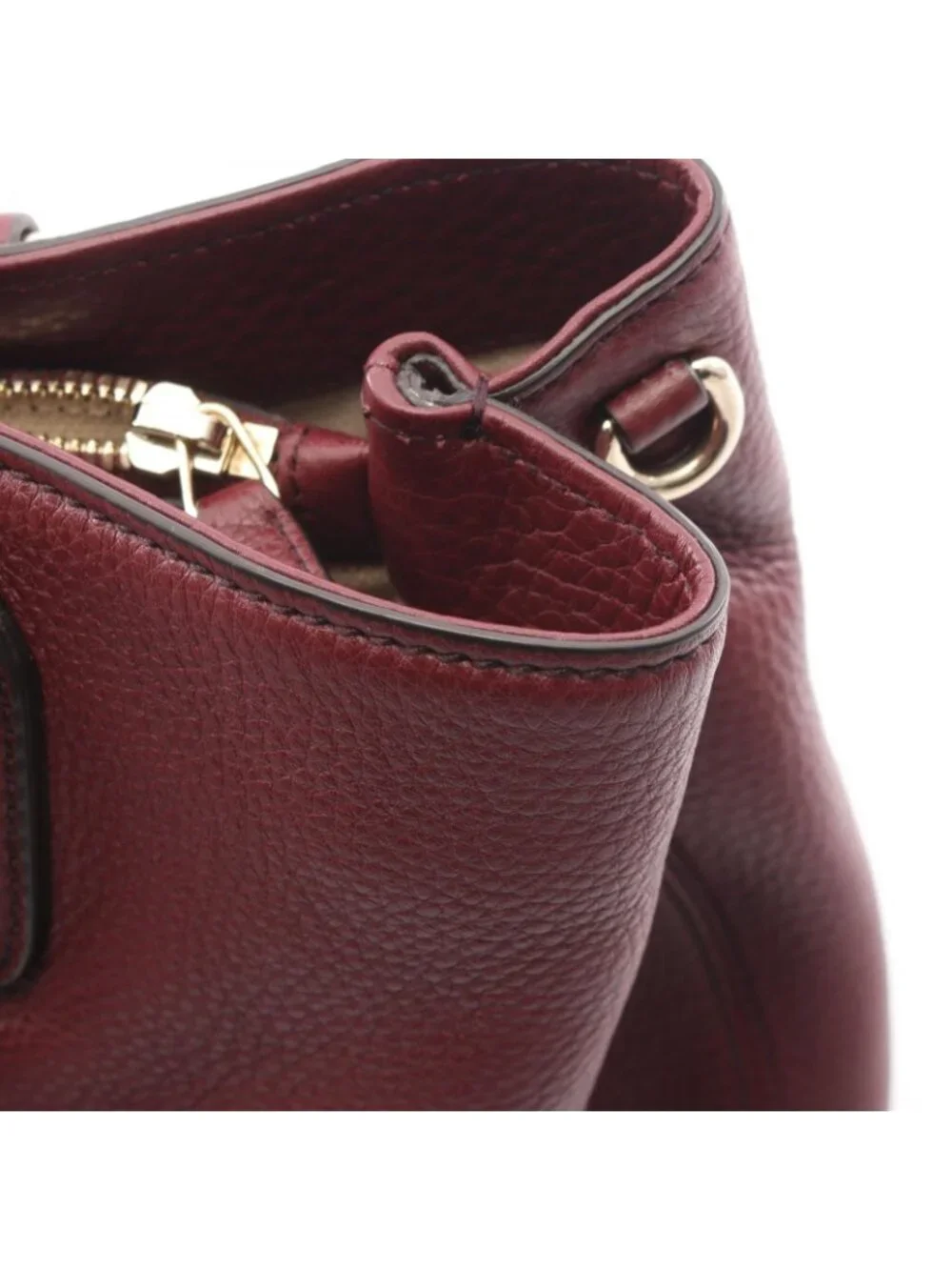 Gucci Tote Soho Interlocking 2-Way Bordeaux Leather Fringe
